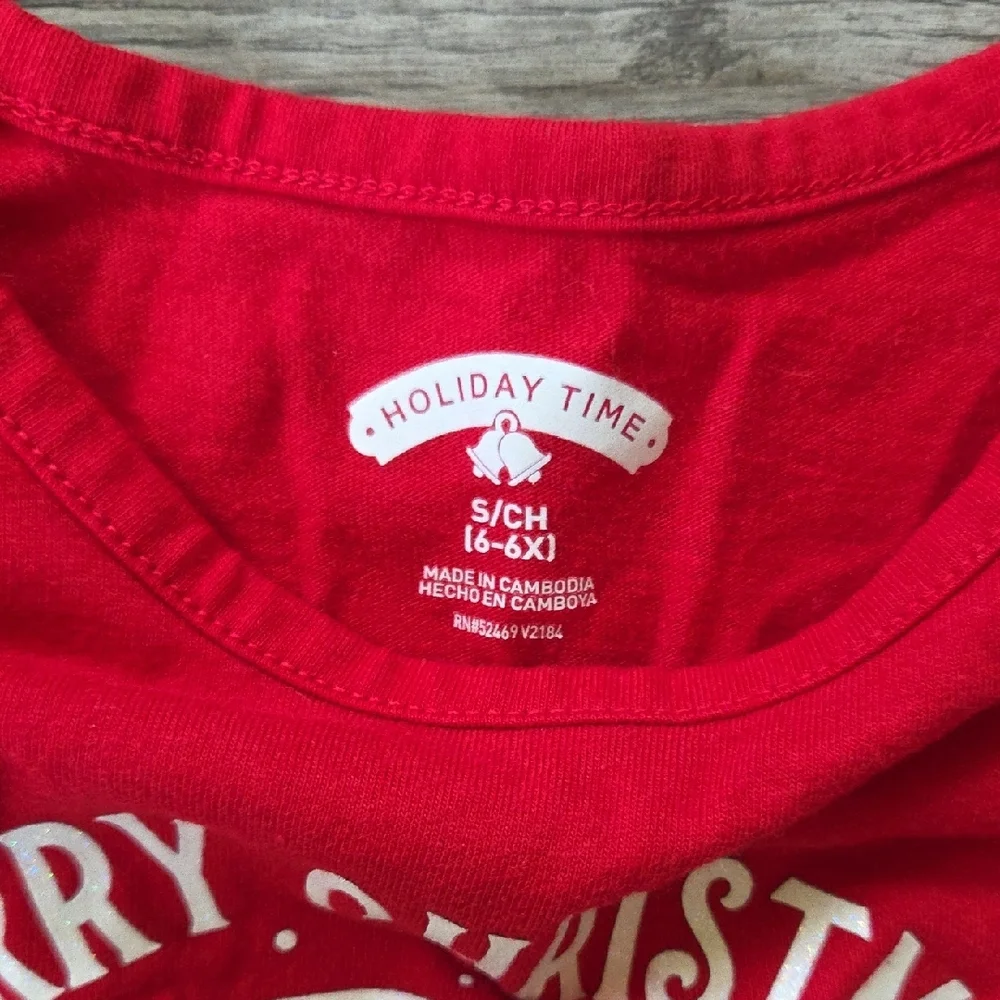 Holiday Time Red and White Long Sleeve Christmas Tee - Picture 2 of 2